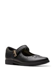 Clarks Black Dark Wide Fit (G) Patent Lock Magic Kids Shoes - Image 3 of 7