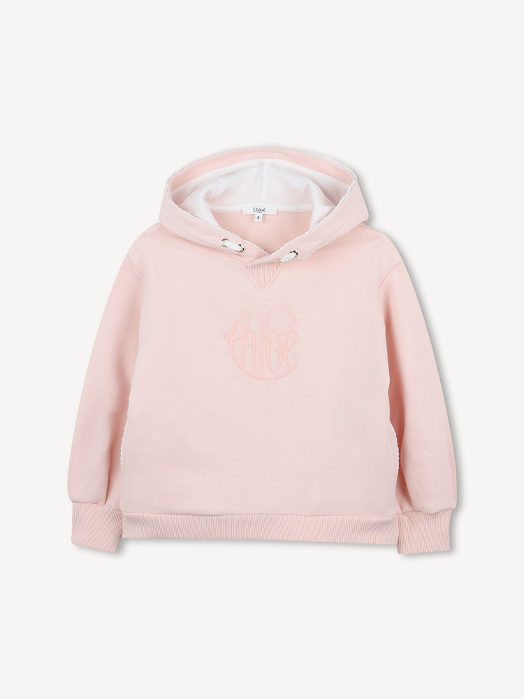 Chloé Pink Embroidered Logo Graphic Hoodie - Image 1 of 5