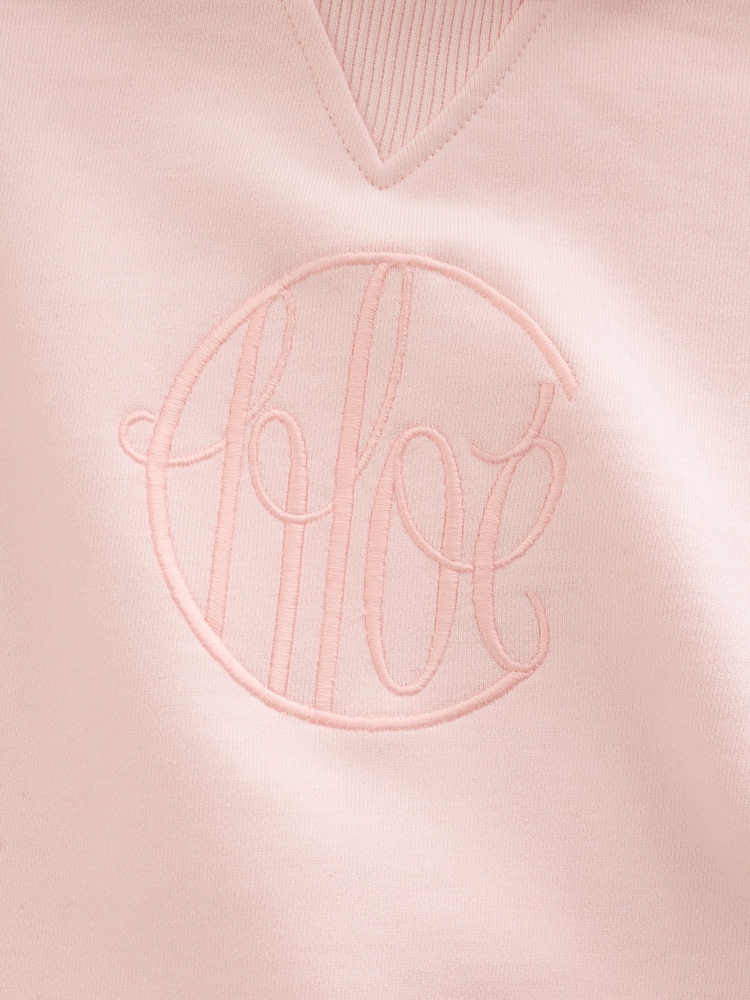 Chloé Pink Embroidered Logo Graphic Hoodie - صورة 5 من 5 Chloé Pink Embroidered Logo Graphic Hoodie - صورة 5 من 5