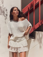 White Slouchy Knit Tank - Image 1 of 8