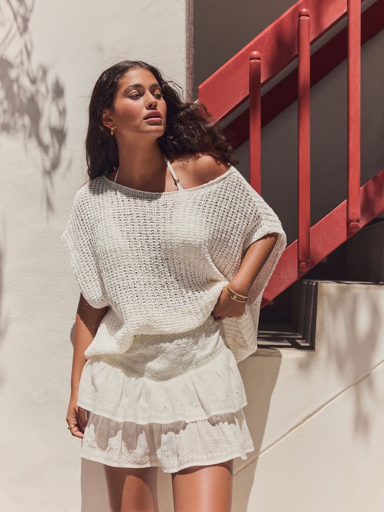 White Slouchy Knit Tank - Image 1 of 8 White Slouchy Knit Tank - Image 1 of 8