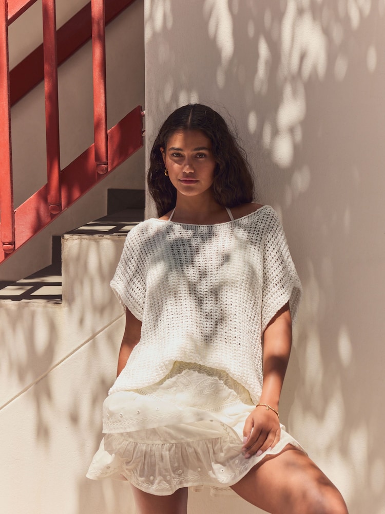 White Slouchy Knit Tank - Image 2 of 8