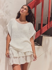 White Slouchy Knit Tank - Image 3 of 8