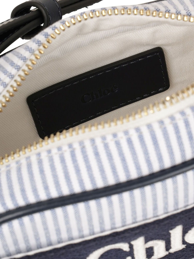 Chloé Blue Stripe Cross-Body Bag With Logo - Image 6 of 6 Chloé Blue Stripe Cross-Body Bag With Logo - Image 6 of 6