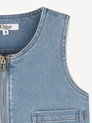 Chloé Blue Zip Front Denim Dress With Cargo Pockets - Image 4 of 4