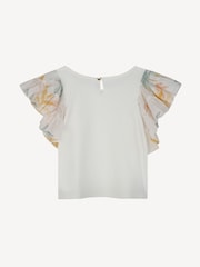 Chloé Cream Logo Short Sleeve T-Shirt With Printed Frill Sleeve Detail - Image 2 of 2