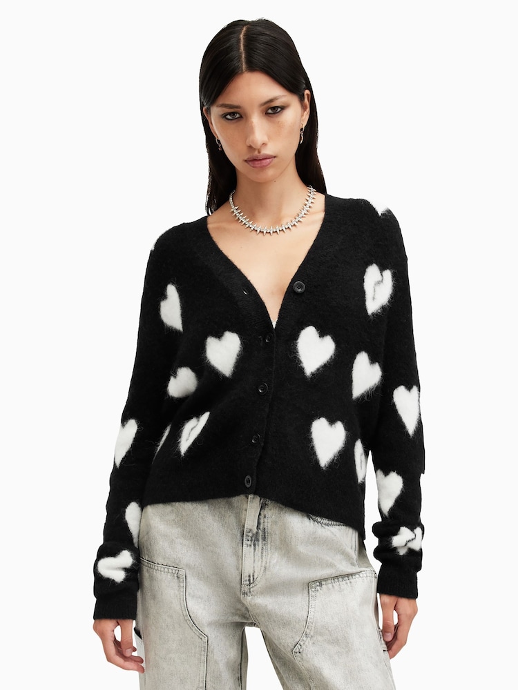 AllSaints Black Amora Cardigan - Image 2 of 6 AllSaints Black Amora Cardigan - Image 2 of 6