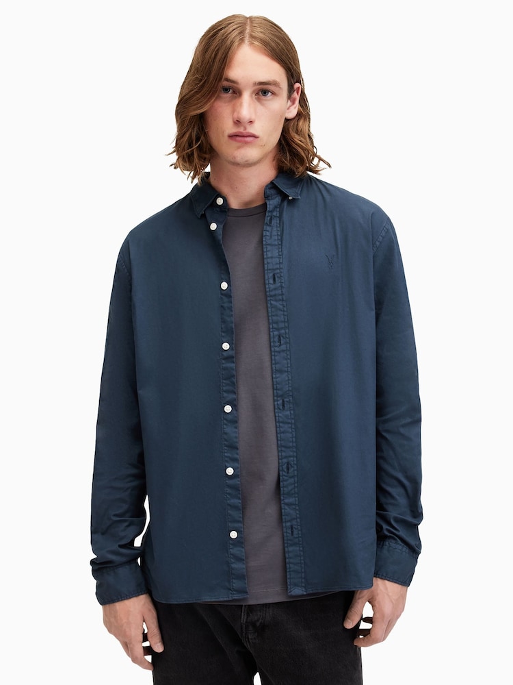 AllSaints Blue Hawthorne Longsleeves Shirt - Image 1 of 6
