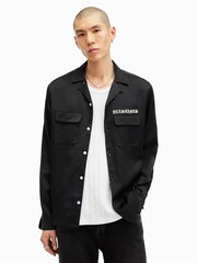 AllSaints Black Troya Long Sleeve Shirt - Image 1 of 8