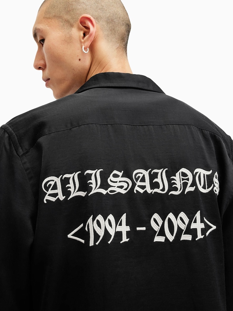 AllSaints Black Troya Long Sleeve Shirt - Image 2 of 8 AllSaints Black Troya Long Sleeve Shirt - Image 2 of 8