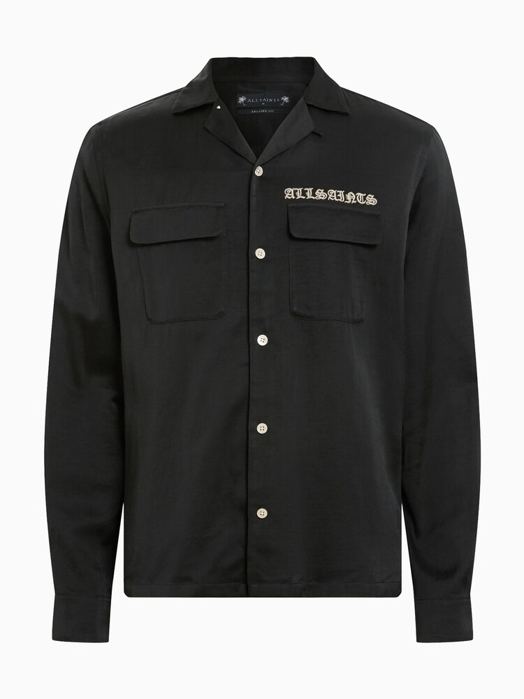 AllSaints Black Troya Long Sleeve Shirt - Image 8 of 8 AllSaints Black Troya Long Sleeve Shirt - Image 8 of 8