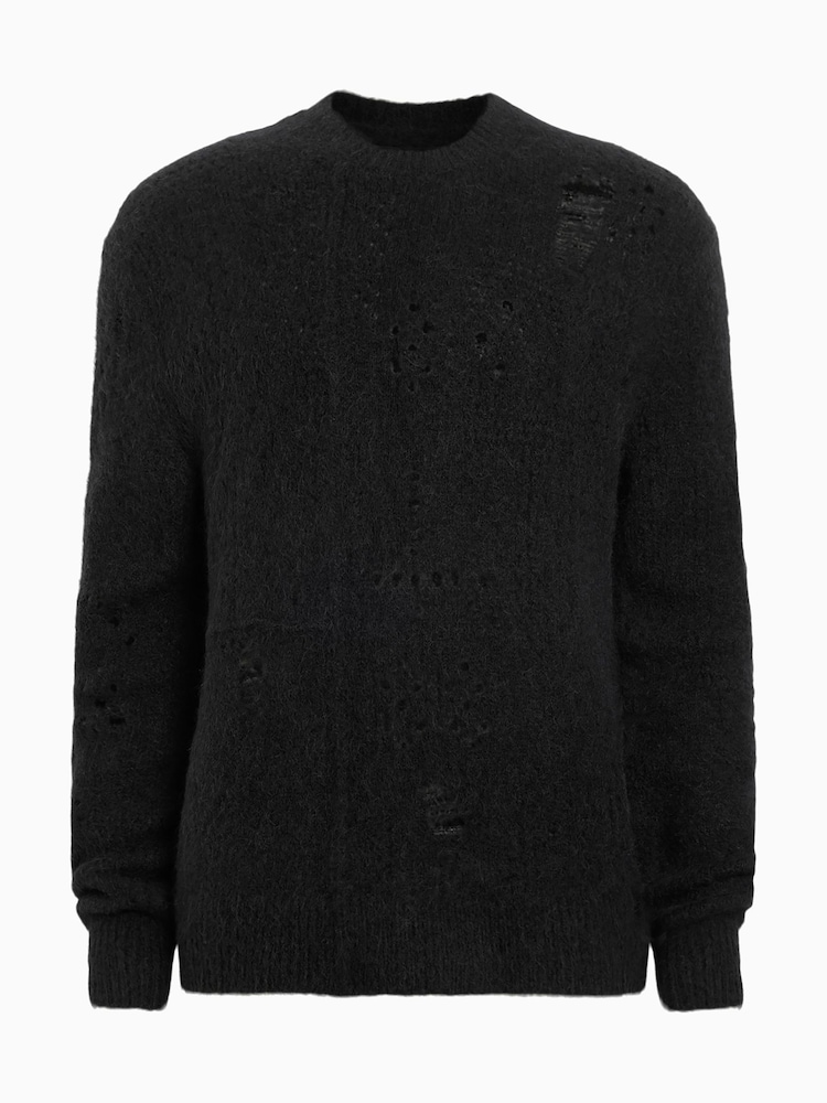 AllSaints Black Hadwin Crew Jumper - Image 6 of 6