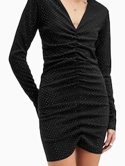 AllSaints Black Alya Ruche Dress - Image 6 of 9