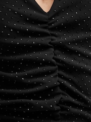 AllSaints Black Alya Ruche Dress - Image 7 of 9