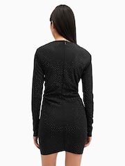 AllSaints Black Alya Ruche Dress - Image 8 of 9