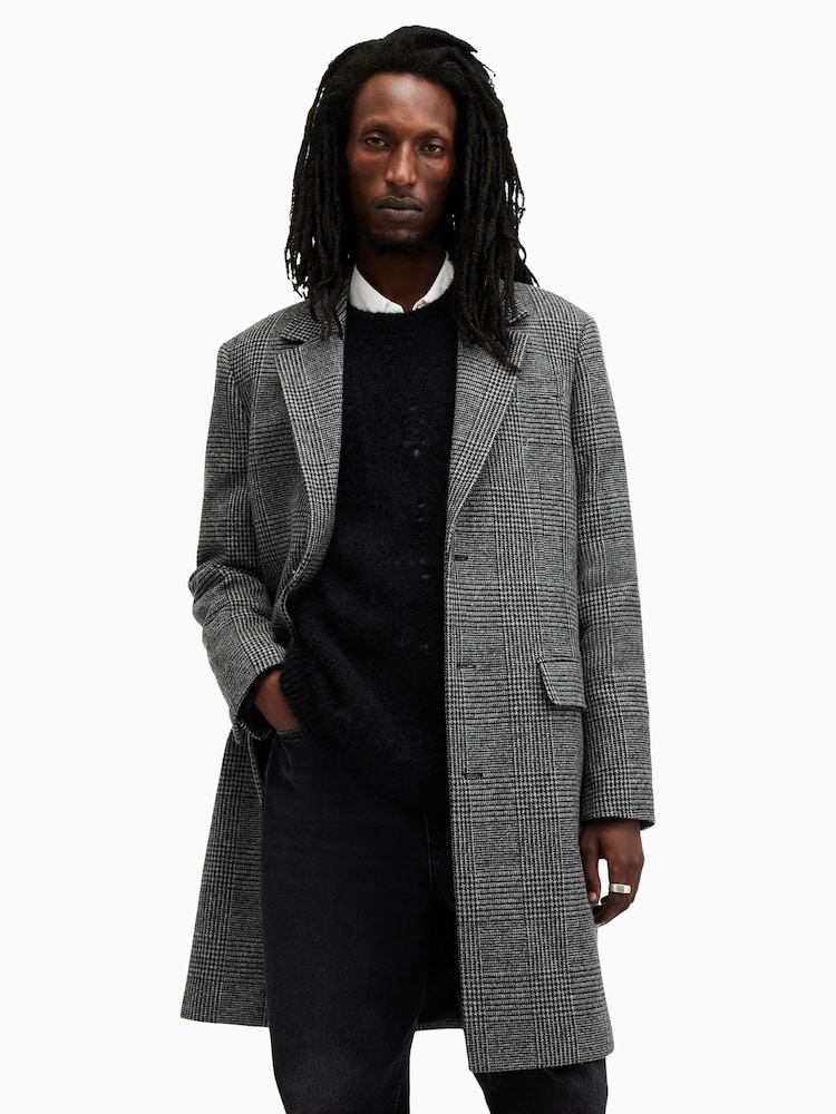 AllSaints Grey Whitlock Coat - Image 3 of 8