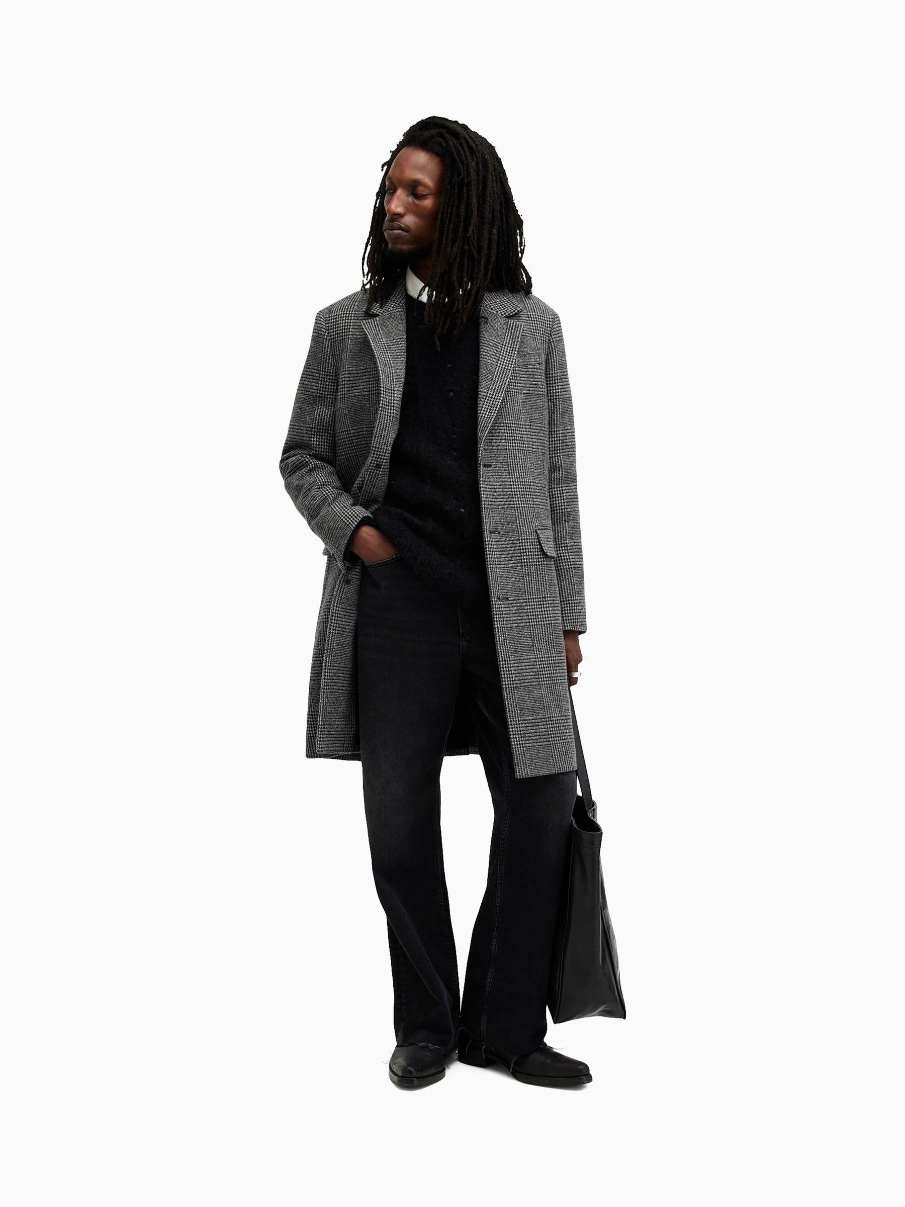 Buy AllSaints Grey Whitlock Grey Checked Formal Coat from Next USA