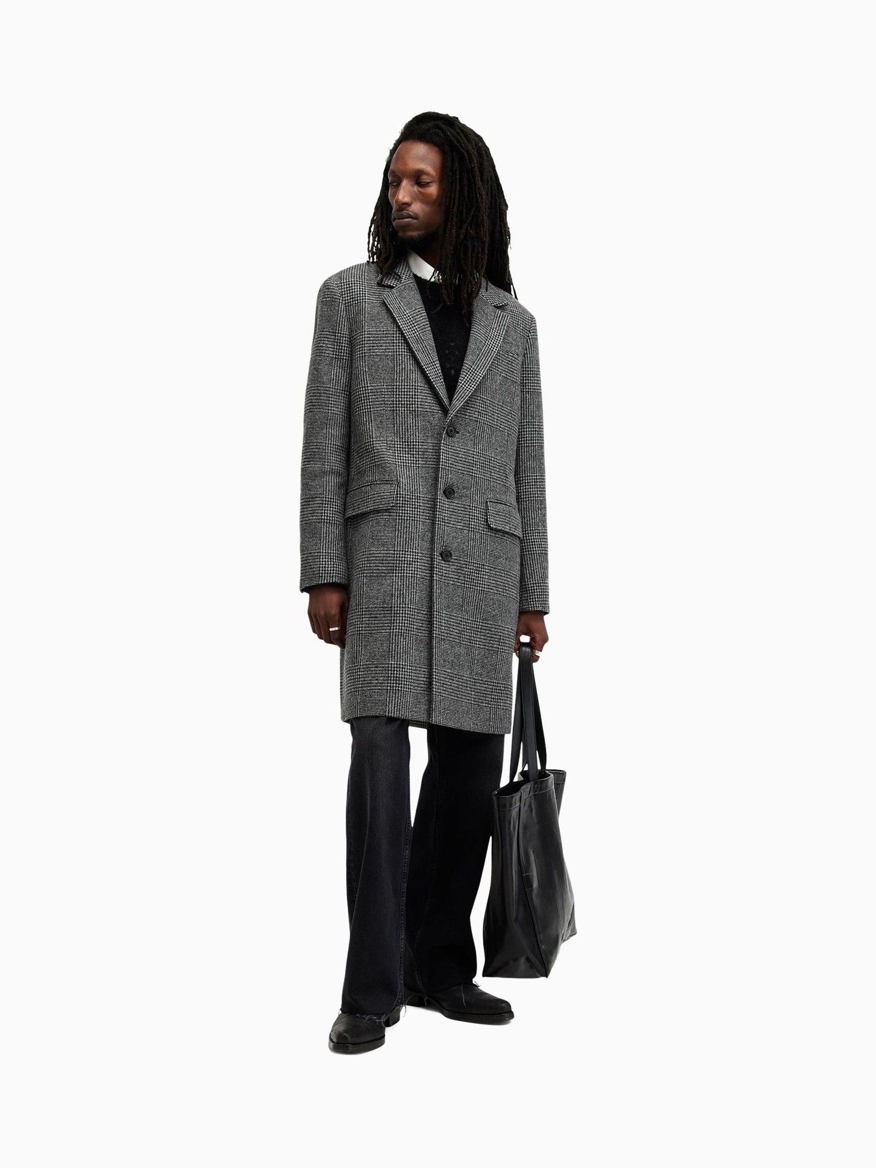 Buy AllSaints Grey Whitlock Grey Checked Formal Coat from Next USA
