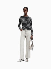 AllSaints Grey Keiko Mesh Top - Image 5 of 7
