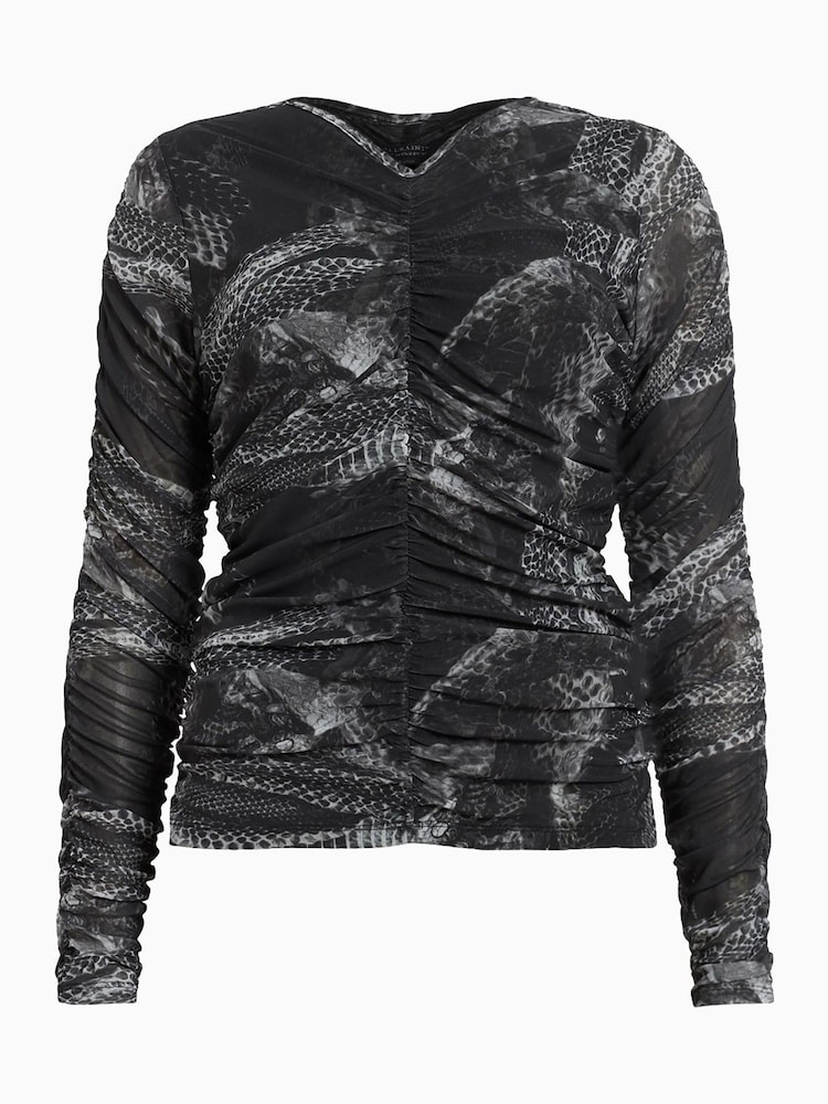 AllSaints Grey Keiko Mesh Top - Image 7 of 7 AllSaints Grey Keiko Mesh Top - Image 7 of 7