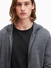 AllSaints Grey Mode Merino Zip Hoodie - Image 2 of 7