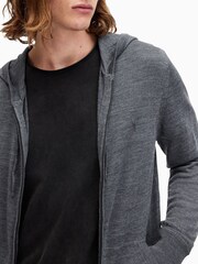 AllSaints Grey Mode Merino Zip Hoodie - Image 4 of 7