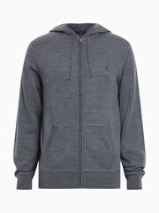 AllSaints Grey Mode Merino Zip Hoodie - Image 7 of 7