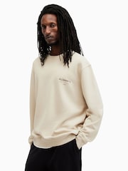 AllSaints Brown Underground 100% Organic Cotton Crew Sweatshirt - Image 1 of 9