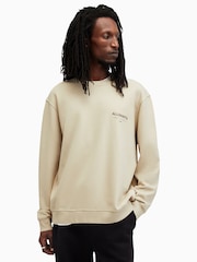 AllSaints Brown Underground 100% Organic Cotton Crew Sweatshirt - Image 3 of 9