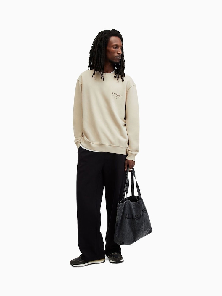 AllSaints Brown Underground 100% Organic Cotton Crew Sweatshirt - Image 6 of 9