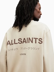 AllSaints Brown Underground 100% Organic Cotton Crew Sweatshirt - Image 7 of 9