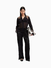 AllSaints Black Rory Lace Shirt - Image 3 of 7