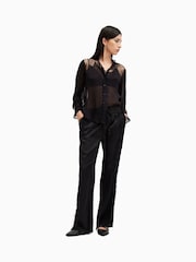 AllSaints Black Rory Lace Shirt - Image 5 of 7