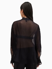 AllSaints Black Rory Lace Shirt - Image 6 of 7