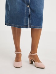 JD Williams Pink Extra Wide Fit Two Part Heeled Shoes With Ankle Strap - Image 3 of 4