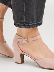 JD Williams Pink Wide Fit Two Part Heeled Shoes With Ankle Strap - Image 3 of 5