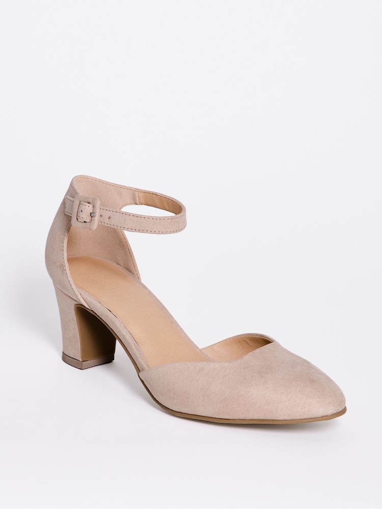 JD Williams Pink Wide Fit Two Part Heeled Shoes With Ankle Strap - Image 5 of 5
