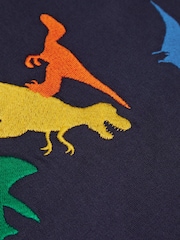 Monsoon Blue Embroidered Dinosaur 100% Cotton Sweatshirt - Image 3 of 3