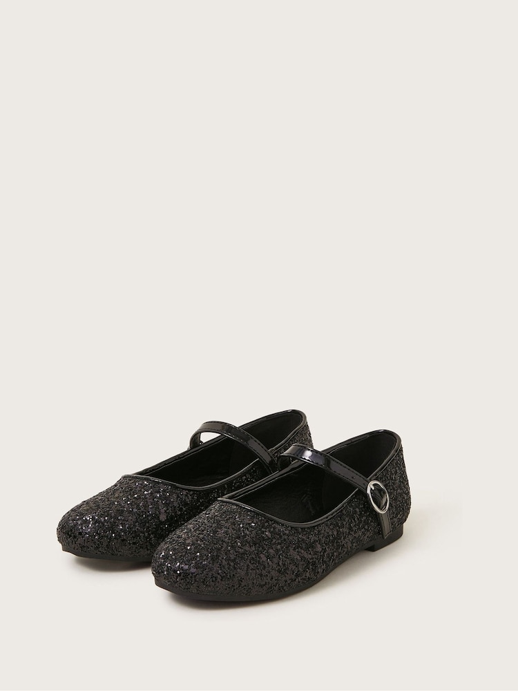 Monsoon Black All-Over Glitter Ballet Flats - Image 1 of 3
