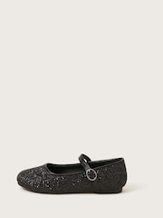 Monsoon Black All-Over Glitter Ballet Flats - Image 2 of 3