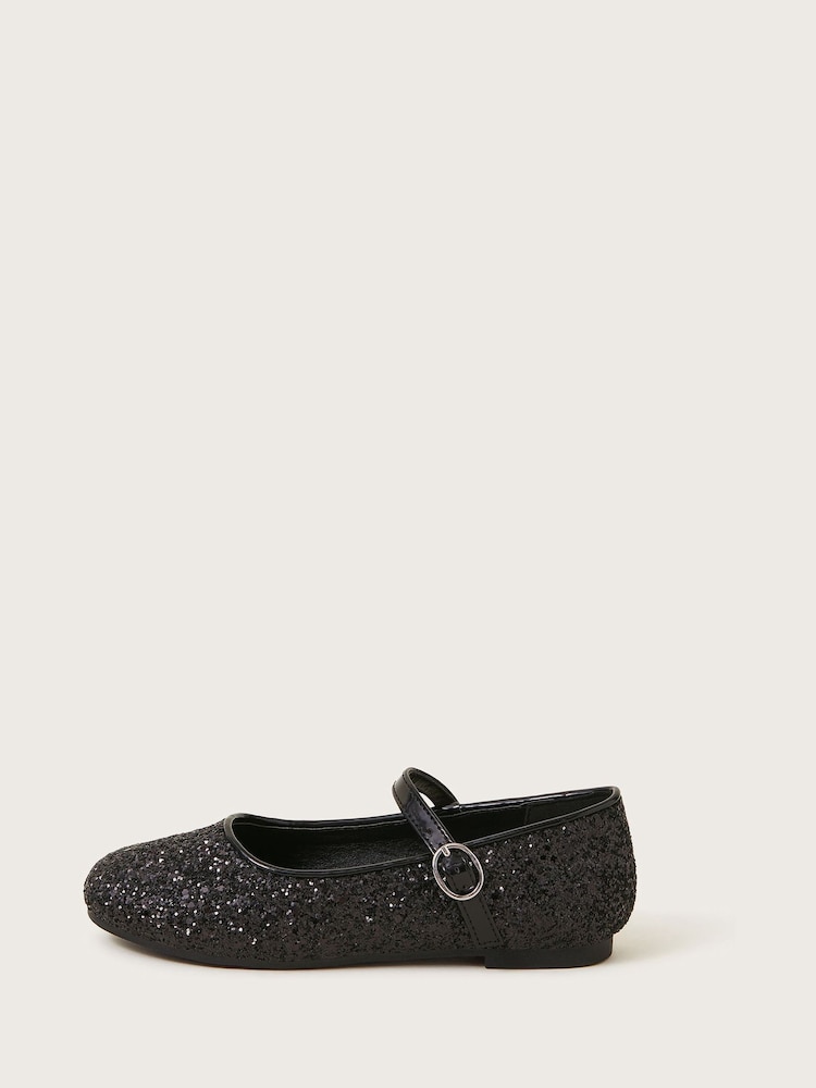 Monsoon Black All-Over Glitter Ballet Flats - Image 2 of 3