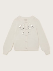 Monsoon Cream Bow Embellished Sequin Cardigan - Image 2 of 4