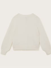 Monsoon Cream Bow Embellished Sequin Cardigan - Image 3 of 4