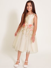 Monsoon Natural Maggie 3D Floral Print Dress - Image 1 of 4