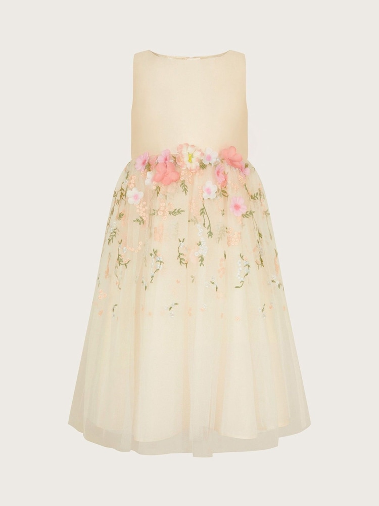 Monsoon Natural Maggie 3D Floral Print Dress - Image 2 of 4