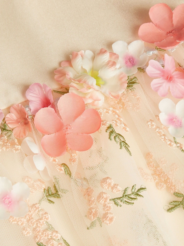 Monsoon Natural Maggie 3D Floral Print Dress - Image 4 of 4