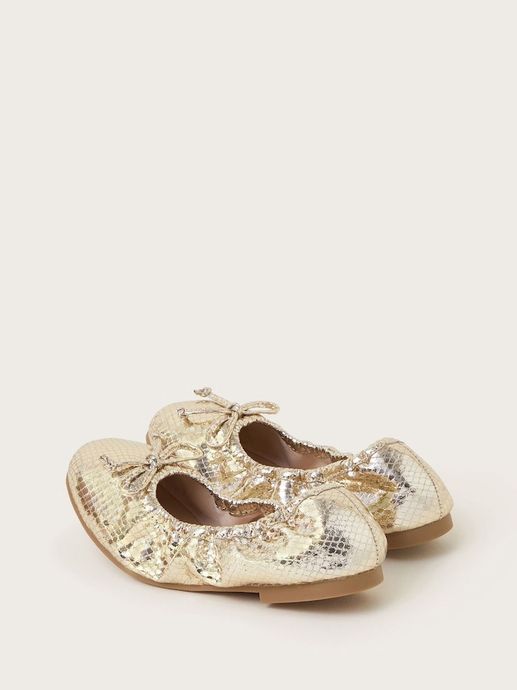 Monsoon Gold Foldable Ballet Flats - Image 3 of 3