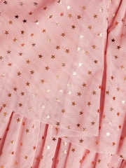 Monsoon Pink Metallic Star Tiered Mesh Dress - Image 4 of 4