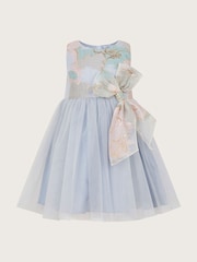 Monsoon Blue Baby Bennie Bow Jacquard Dress - Image 1 of 4