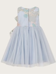 Monsoon Blue Baby Bennie Bow Jacquard Dress - Image 2 of 4